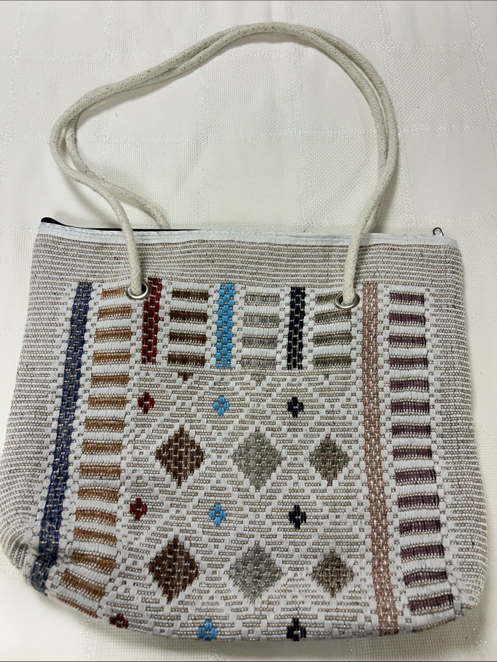 Woven Multi-Accent Tote Bag - Neutral image 2